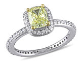 1 1/3 Carat (ctw G-H-I, SI1-SI2) Yellow Diamond Halo Engagement Ring in 14K White Gold